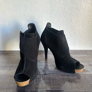 Pedro Garcia Chenoa Black Suede Peep Toe Booties